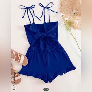 SHEIN frilled edge bowknot spaghetti strap romper